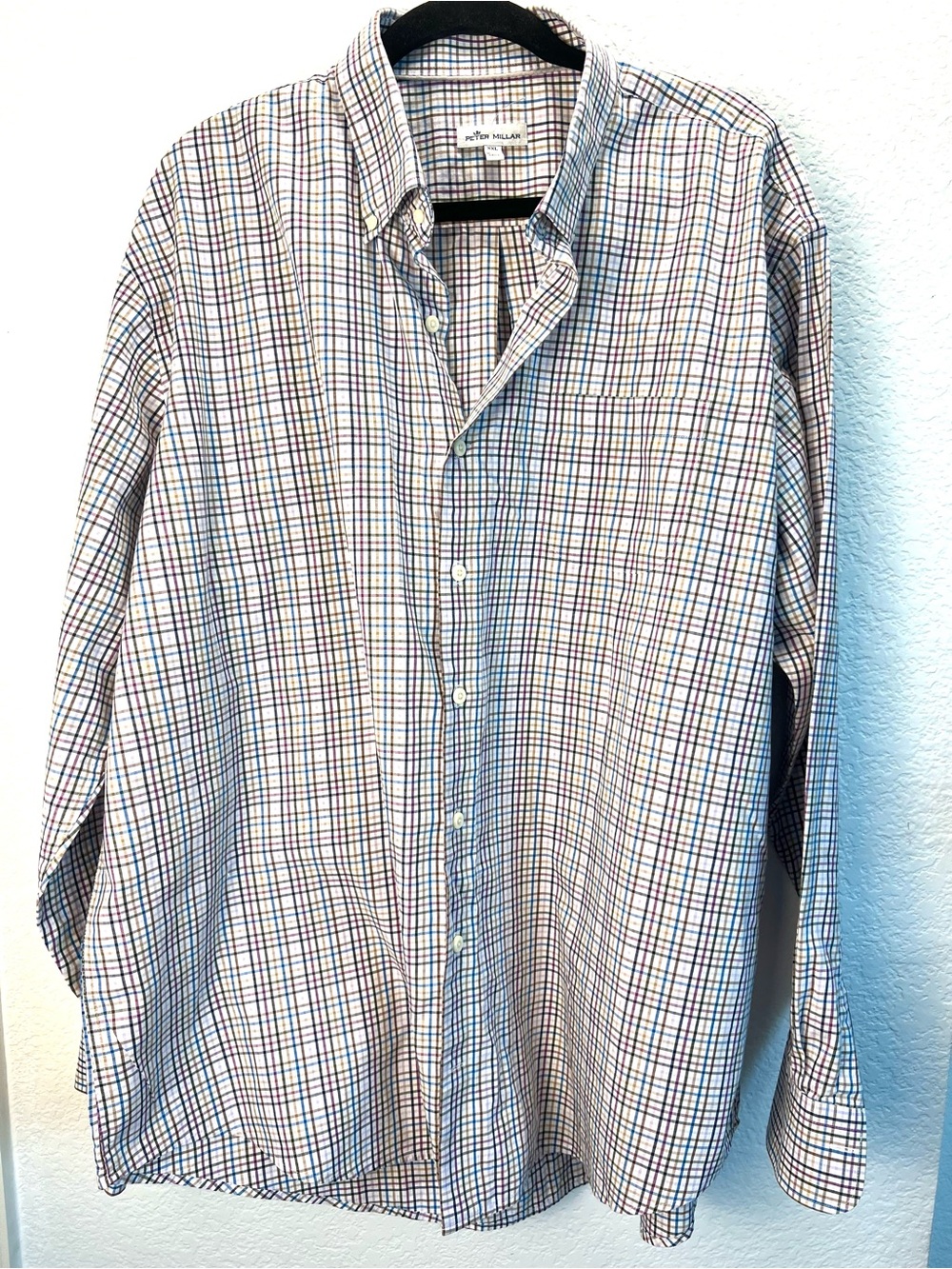 Peter Millar Plaid Button Front Dress Shirt Men’s XXL Long Sleeve